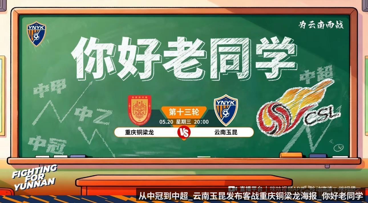 从中冠到中超_云南玉昆发布客战重庆铜梁龙海报_你好老同学